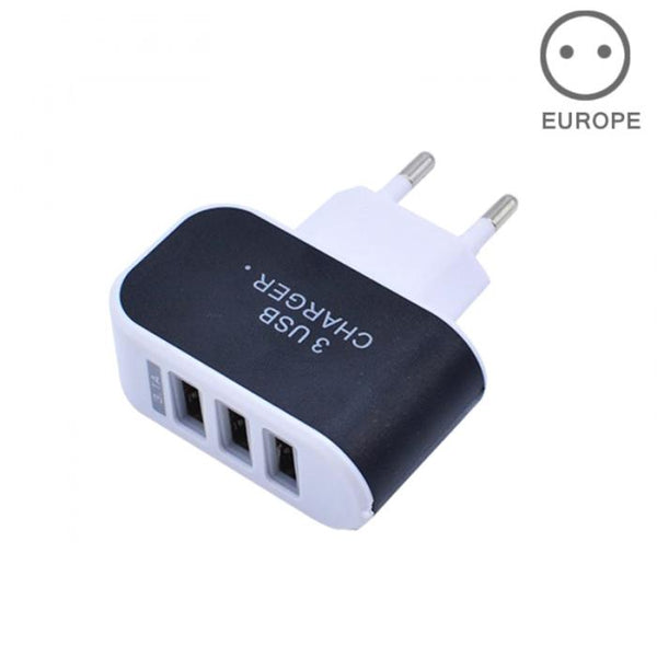 Universal Triple USB 3 Port Wall Home Travel AC Charger Adapter (US/EU Plug) suitable for all Smartphones