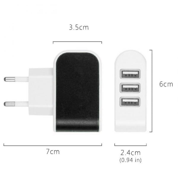 Universal Triple USB 3 Port Wall Home Travel AC Charger Adapter (US/EU Plug) suitable for all Smartphones