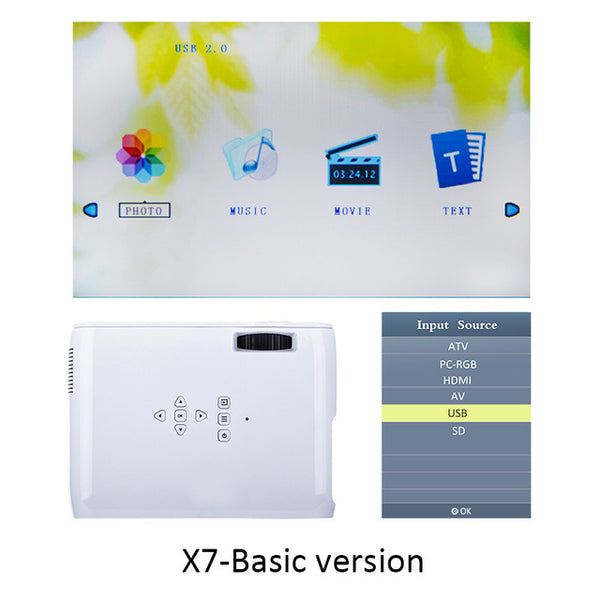 Everycom X7 Mini USB projector android GUI led beamer full hd video portable home cinema Pocket TV theatre video projector 3D compatible