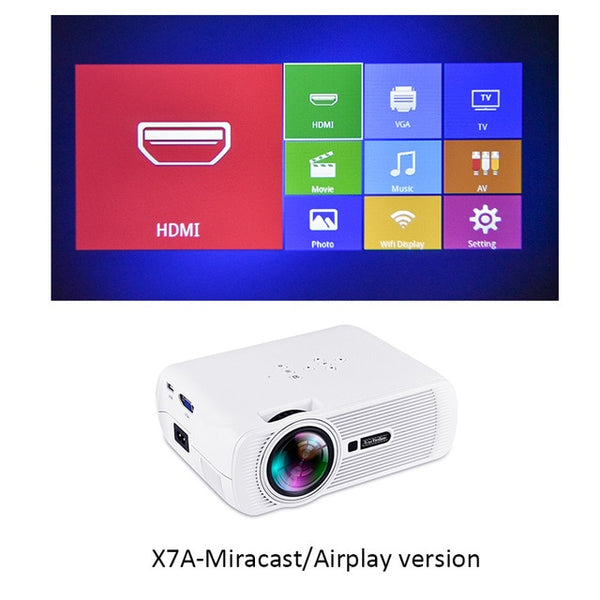 Everycom X7 Mini USB projector android GUI led beamer full hd video portable home cinema Pocket TV theatre video projector 3D compatible