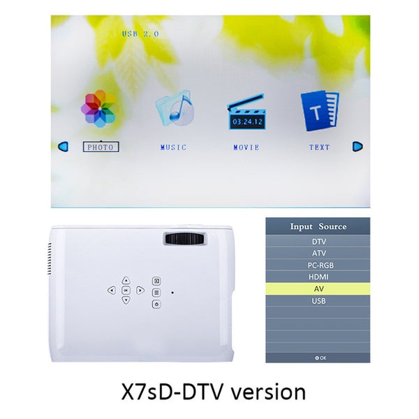 Everycom X7 Mini USB projector android GUI led beamer full hd video portable home cinema Pocket TV theatre video projector 3D compatible