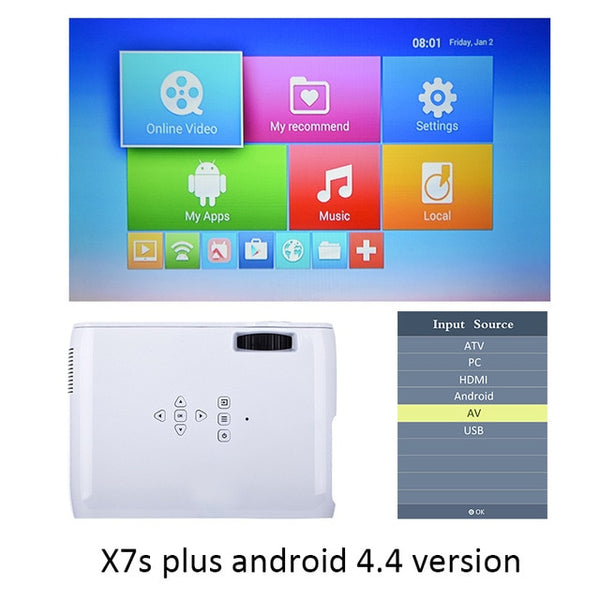 Everycom X7 Mini USB projector android GUI led beamer full hd video portable home cinema Pocket TV theatre video projector 3D compatible