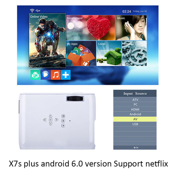 Everycom X7 Mini USB projector android GUI led beamer full hd video portable home cinema Pocket TV theatre video projector 3D compatible