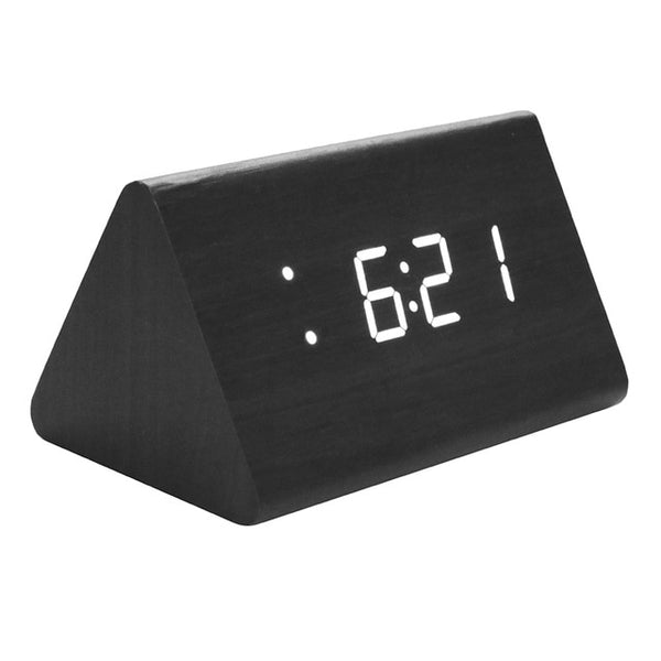 Digital Thermometer Wooden Alarm Clock